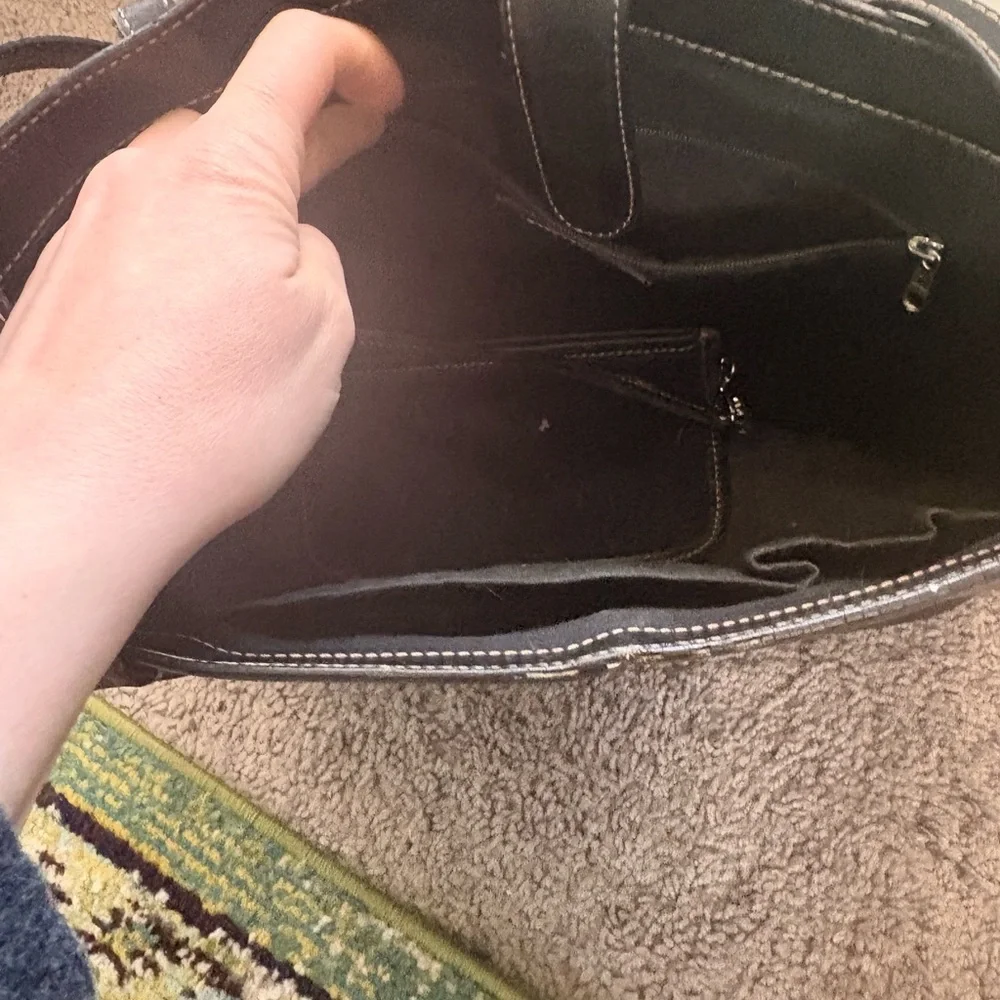 Franklin Covey Genuine Leather Tote‎ Bag Black Classic Work Bag - Picture 5 of 7